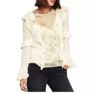 Bcbg Maxazria beige emboidered ruffle top dress xs